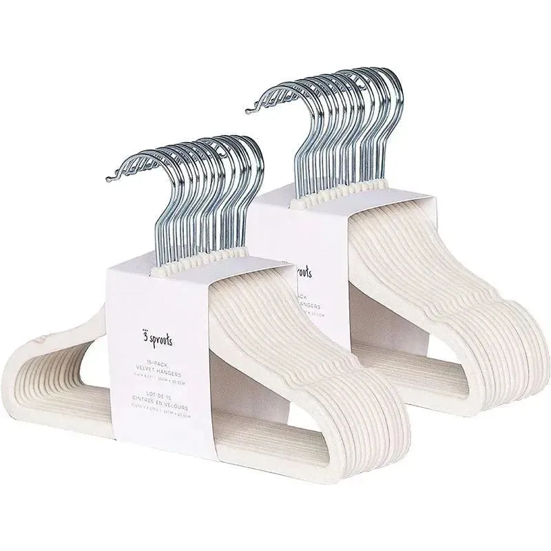 3 Sprouts - 15Pk Baby Velvet Hangers, Cream