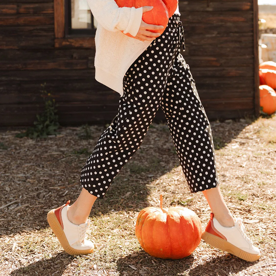 Audrey Wide Leg Pants, Black Polka Dot