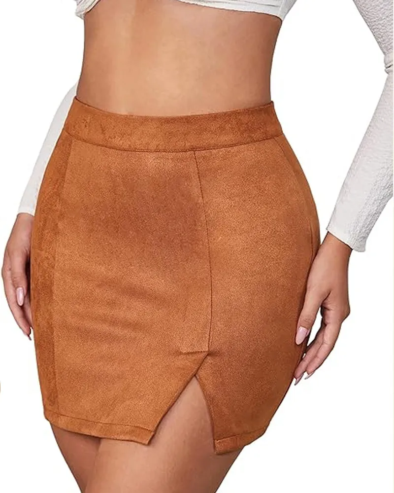 Autumn And Winter Suede Hip Skirt