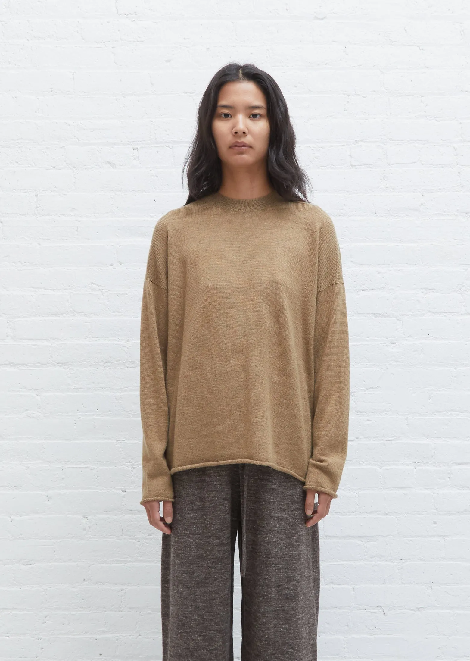 Baby Alpaca & Wool Base Crewneck — Tobacco