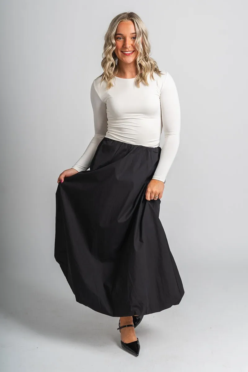 Balloon hem maxi skirt black