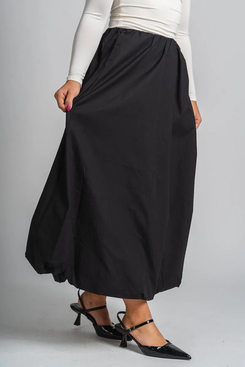 Balloon hem maxi skirt black