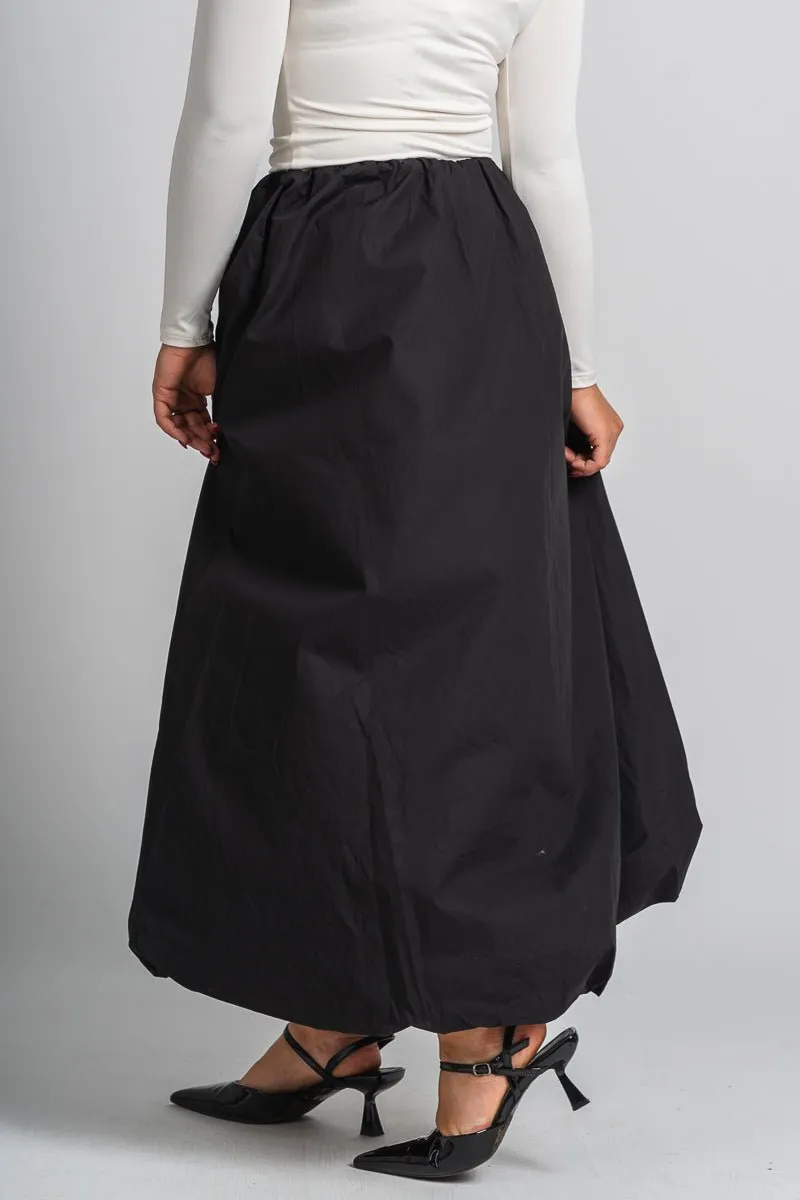 Balloon hem maxi skirt black