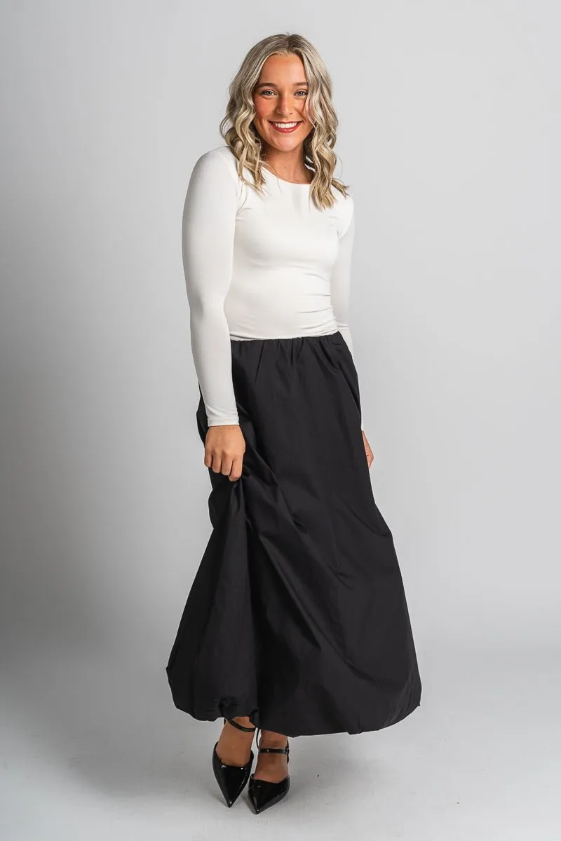 Balloon hem maxi skirt black