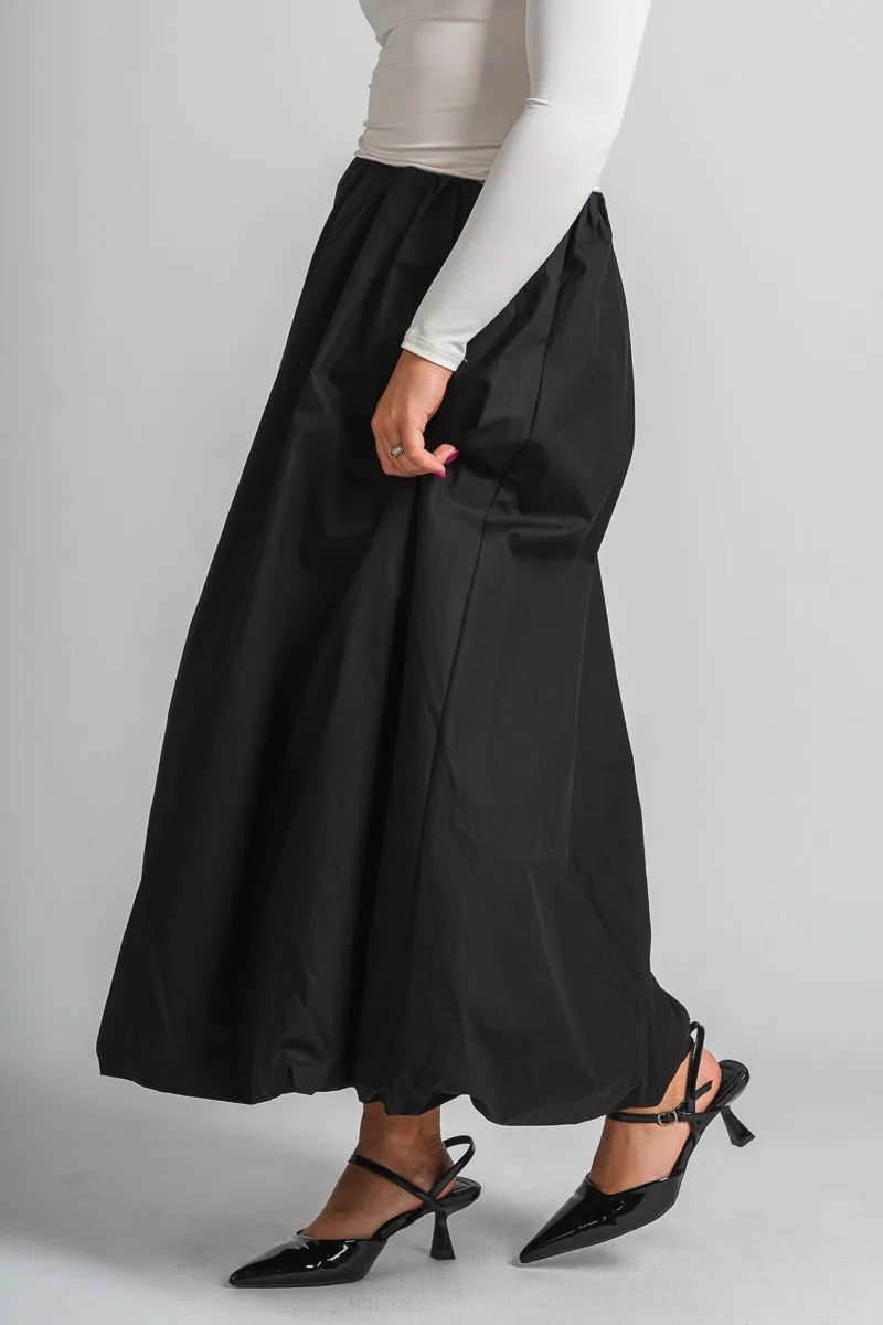 Balloon hem maxi skirt black