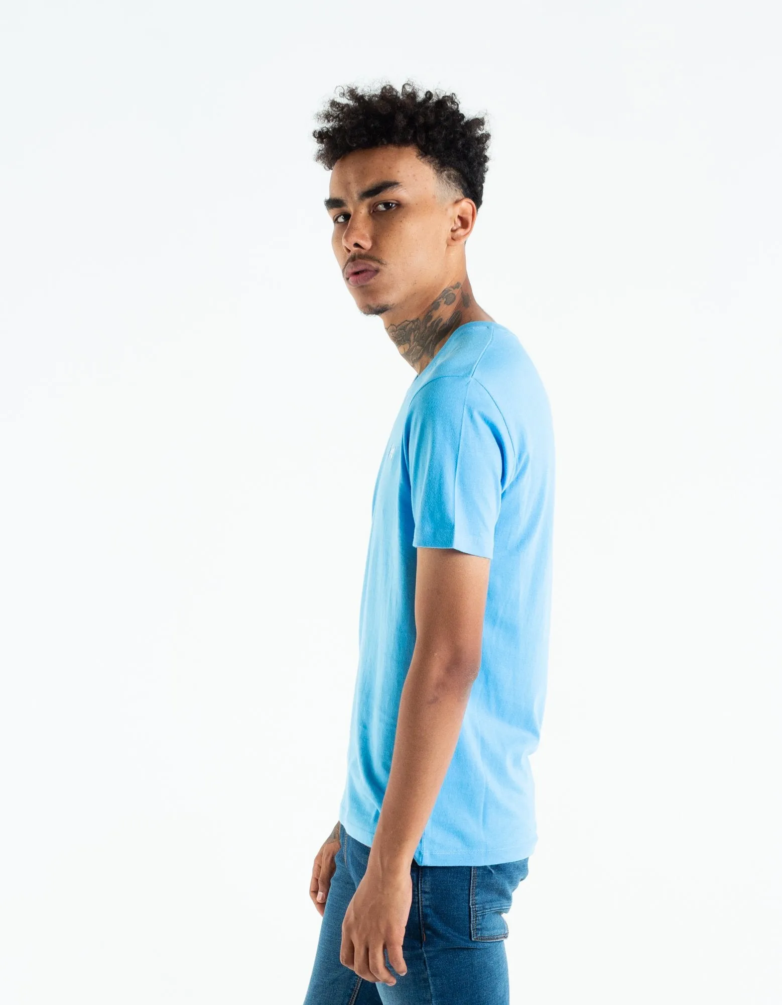 Basic Scott V Neck Tee Bonnie Blue