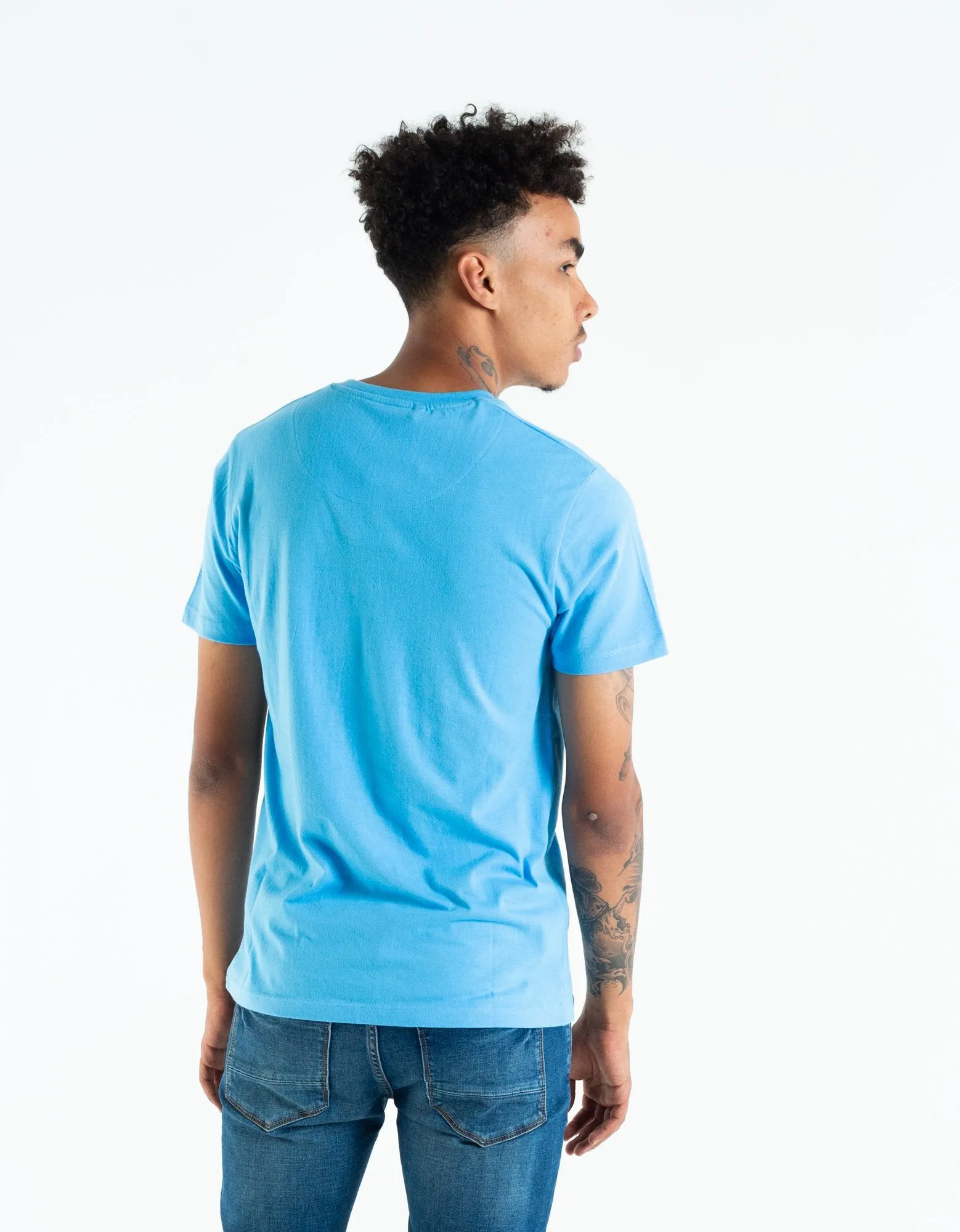 Basic Scott V Neck Tee Bonnie Blue