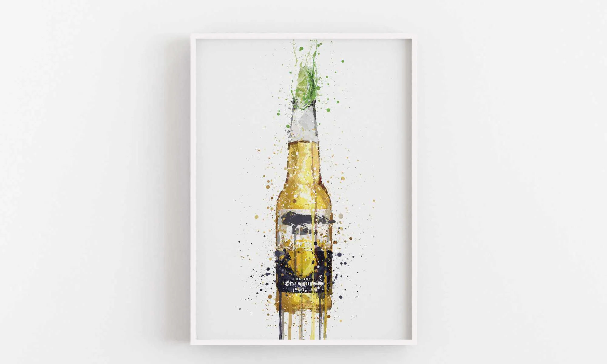 Beer Bottle Wall Art Print 'Lime'