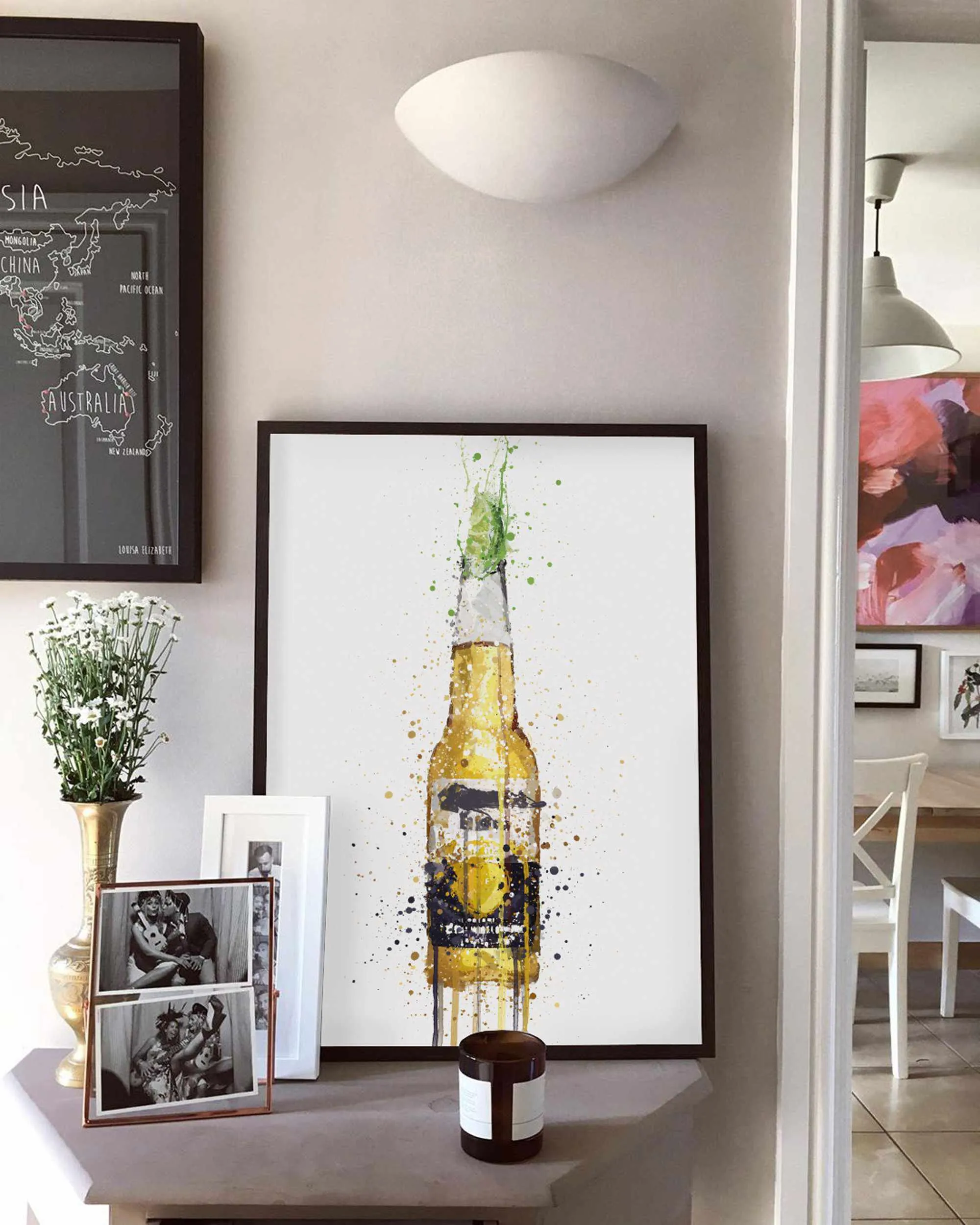 Beer Bottle Wall Art Print 'Lime'