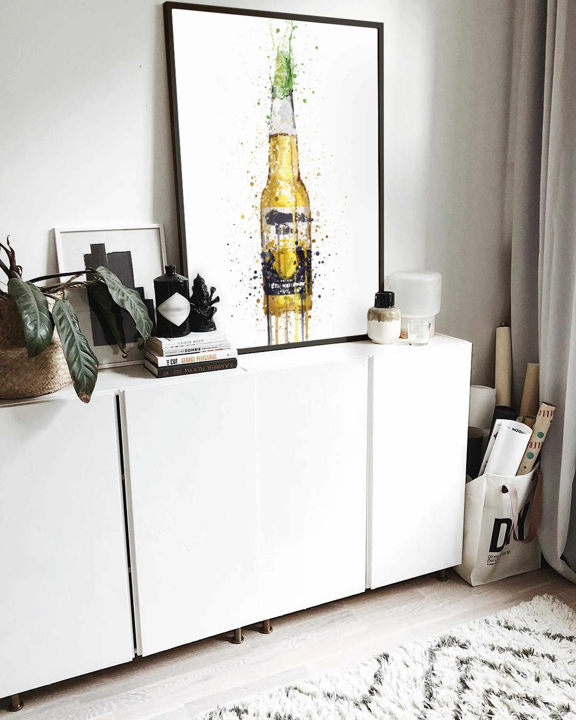 Beer Bottle Wall Art Print 'Lime'