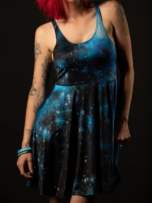 Blue Galaxy Flowy Racerback Dress