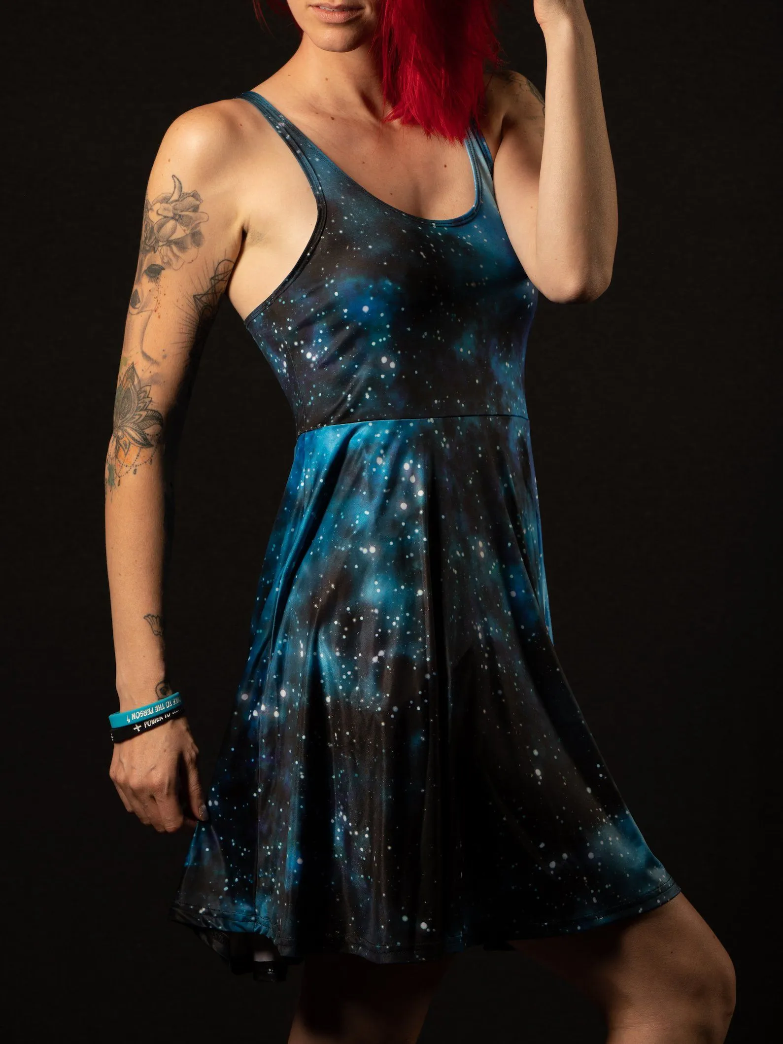 Blue Galaxy Flowy Racerback Dress