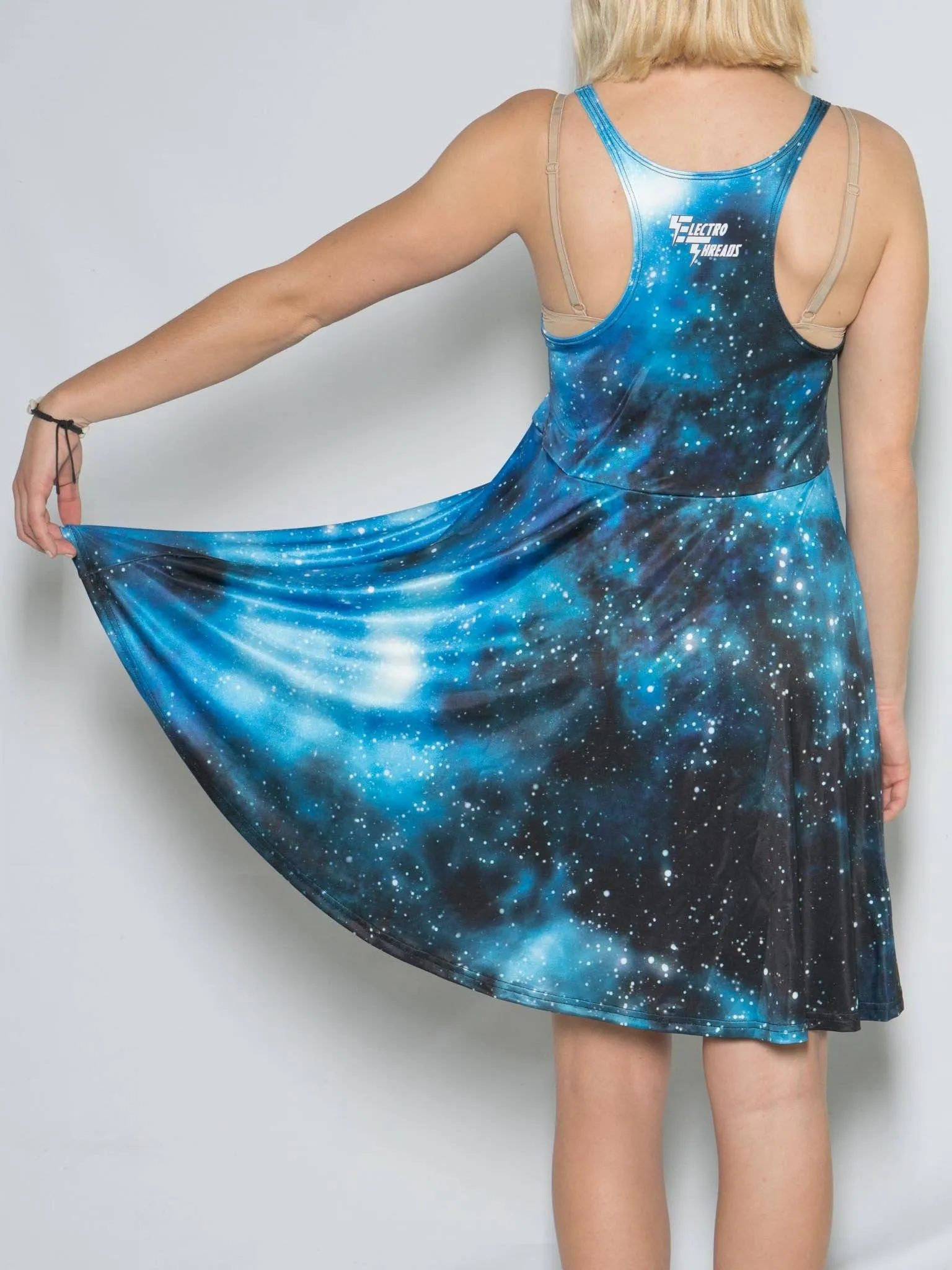 Blue Galaxy Flowy Racerback Dress