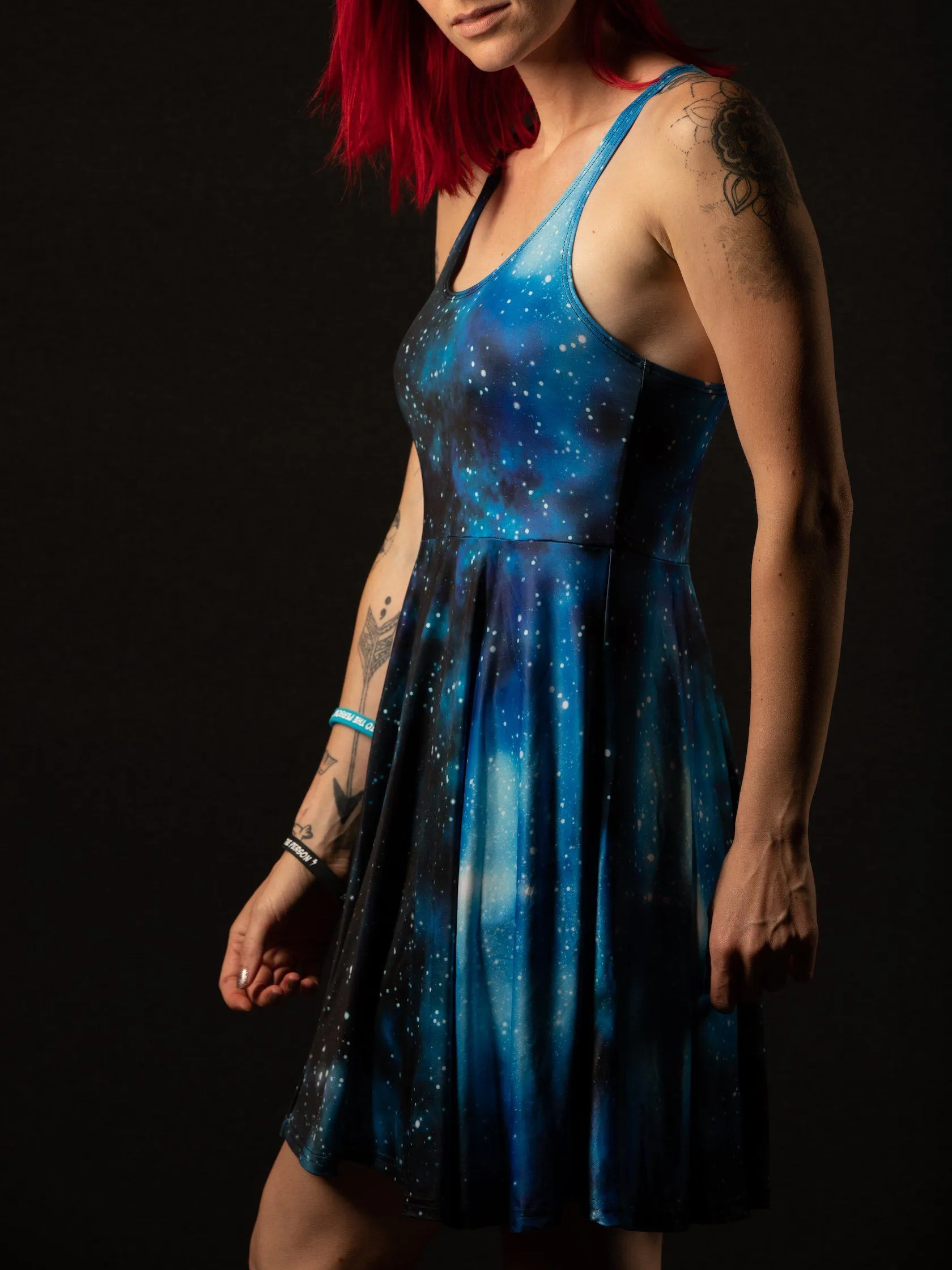 Blue Galaxy Flowy Racerback Dress