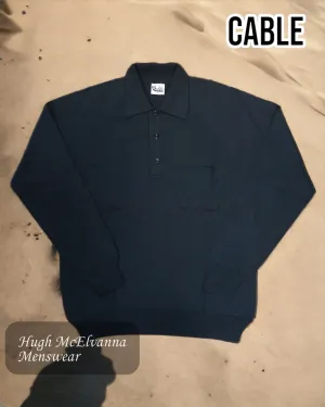 Cable BLACK Polo Pullover