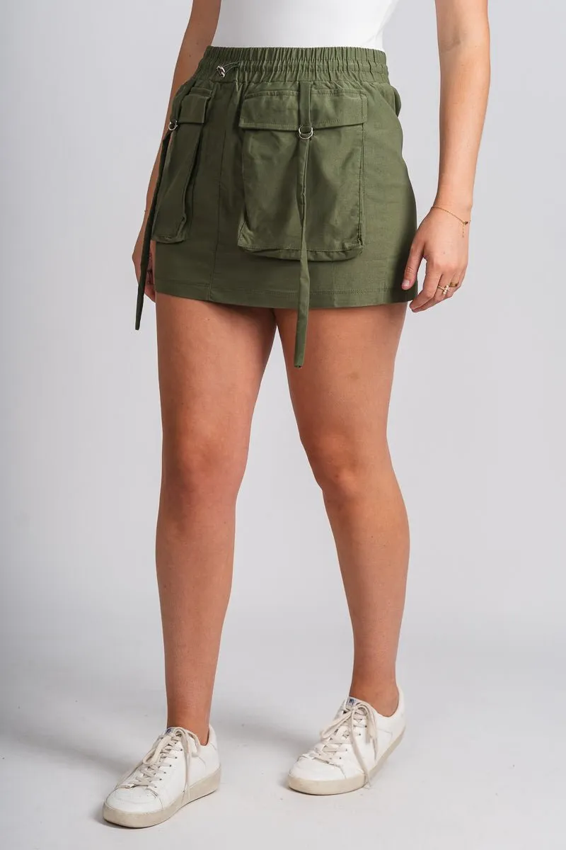 Cargo mini skirt olive