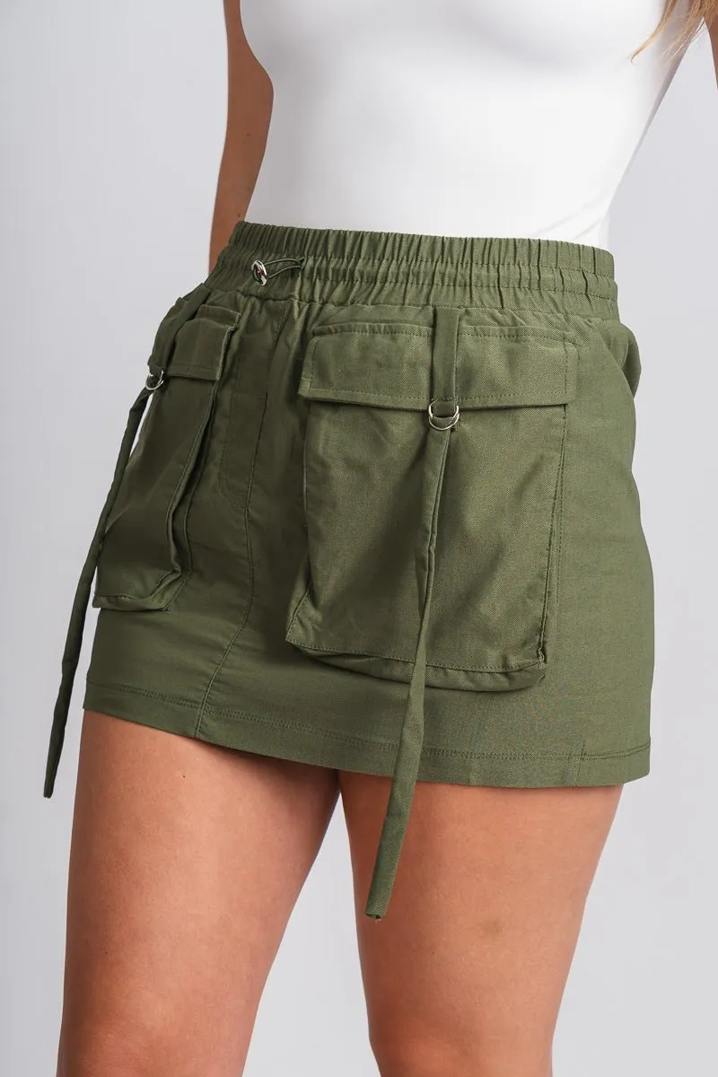 Cargo mini skirt olive