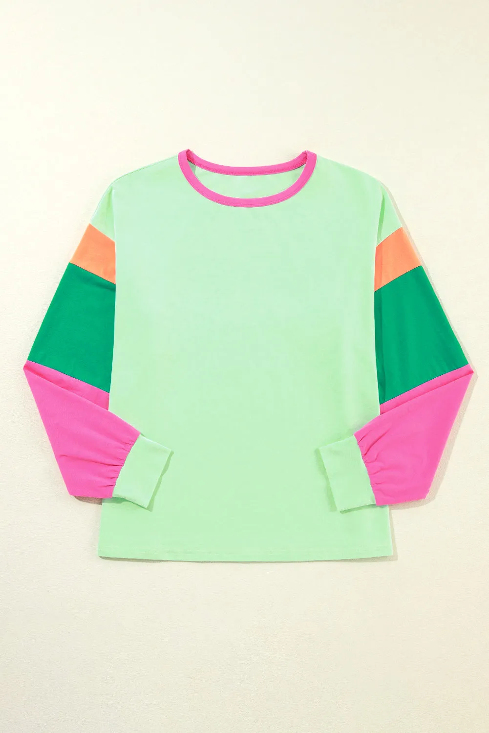 Casual Comfort Colorblock Patchwork Long Sleeve Loose Top