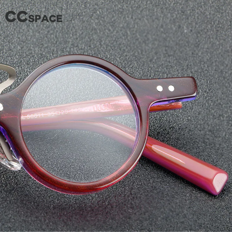 CCspace Unisex Full Rim Round Double Bridge Acetate Fiber Eyeglasses 55725