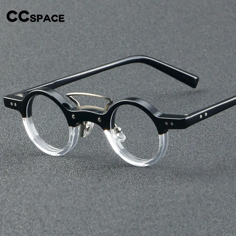 CCspace Unisex Full Rim Round Double Bridge Acetate Fiber Eyeglasses 55725