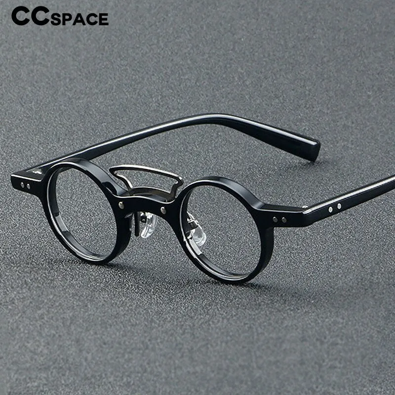 CCspace Unisex Full Rim Round Double Bridge Acetate Fiber Eyeglasses 55725