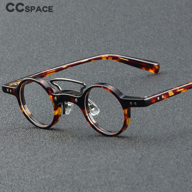 CCspace Unisex Full Rim Round Double Bridge Acetate Fiber Eyeglasses 55725