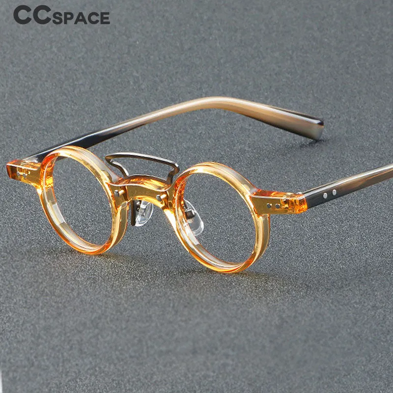 CCspace Unisex Full Rim Round Double Bridge Acetate Fiber Eyeglasses 55725