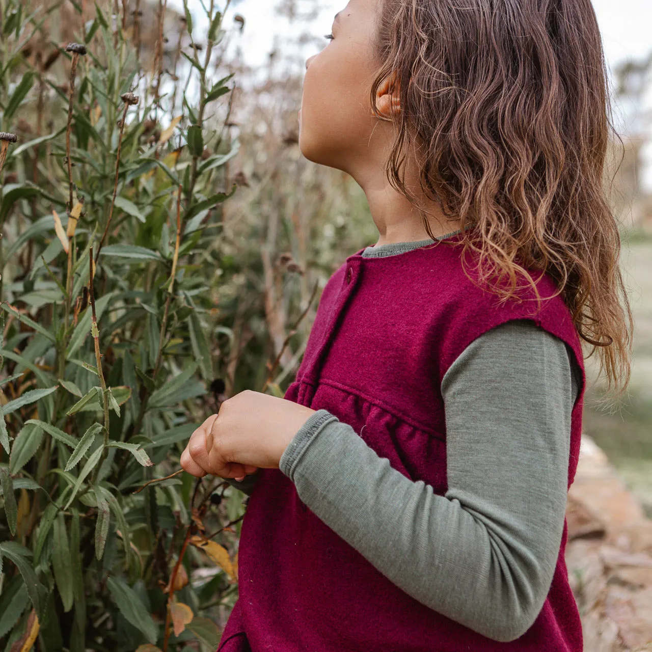 Child's Long Sleeve Top in Organic Wool/Silk (1-14y)