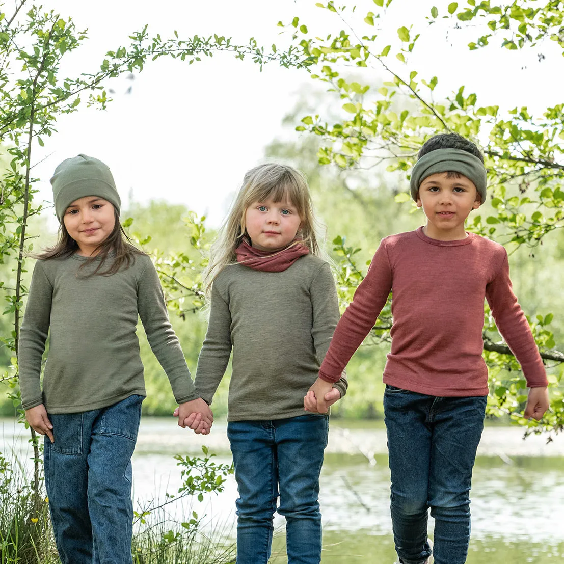 Child's Long Sleeve Top in Organic Wool/Silk (1-14y)