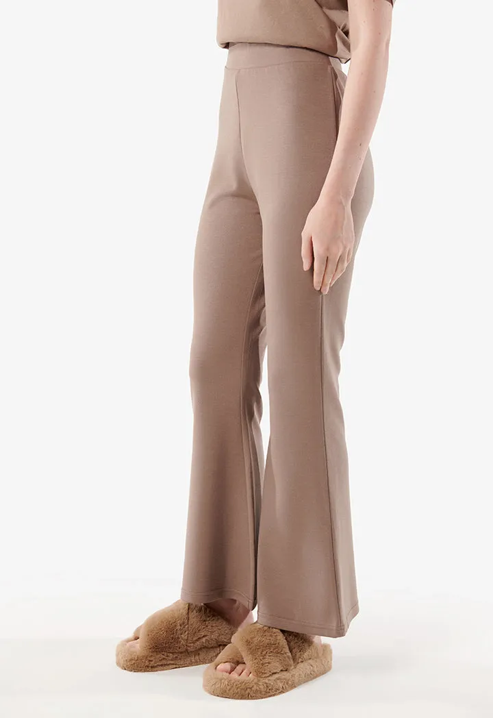 Choice Flare Hem Trousers Brown