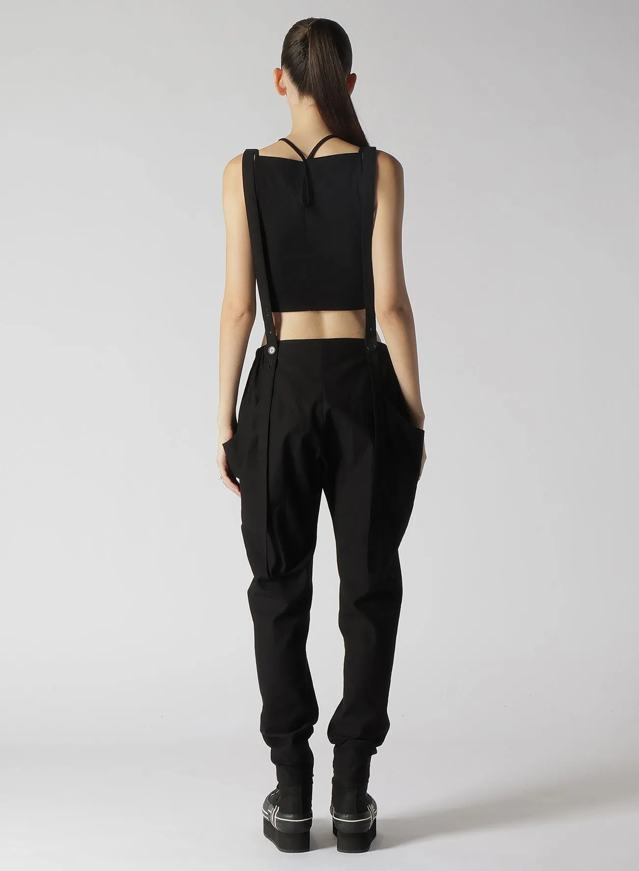 COTTON SERGE PANTS WITH SUSPENDERS