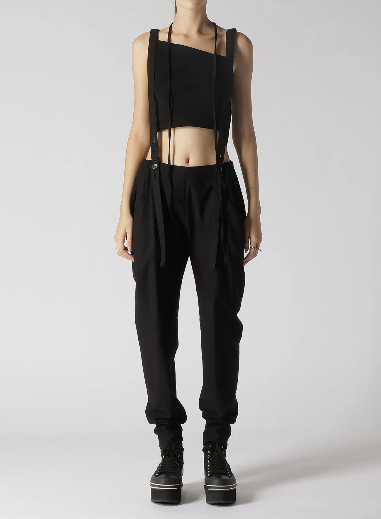 COTTON SERGE PANTS WITH SUSPENDERS