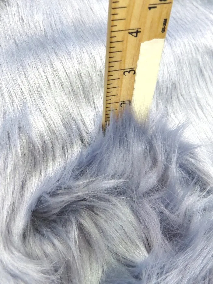 Faux Fake Fur Solid Shaggy Long Pile Fabric / Platinum / 15 Yard Bolt