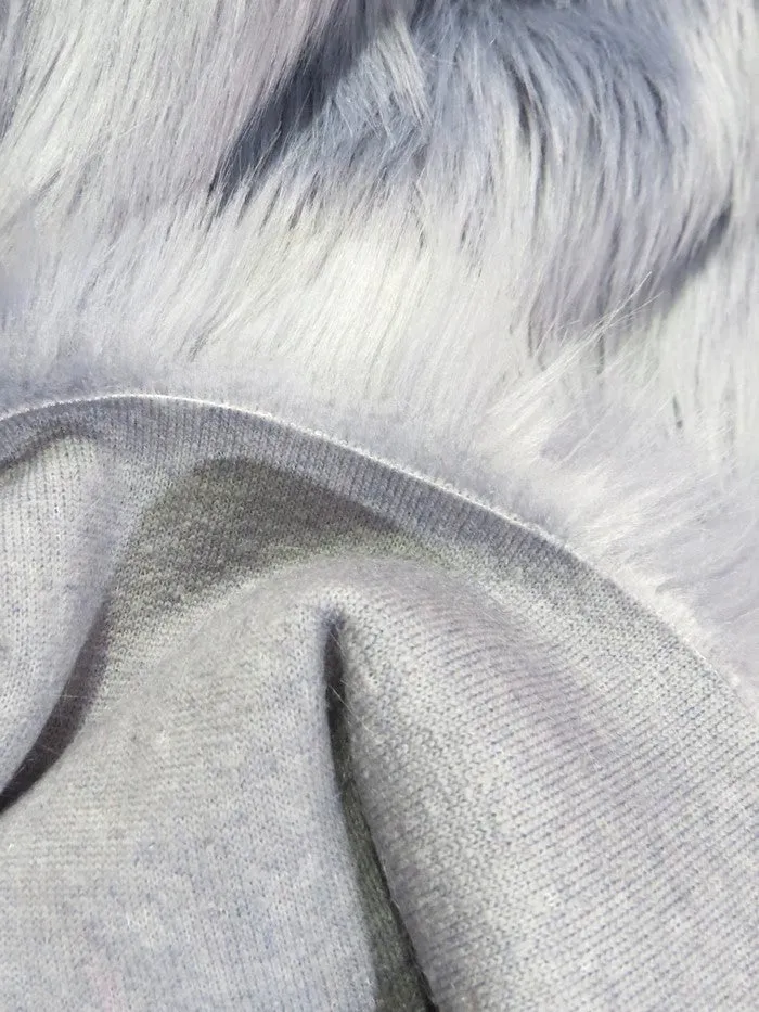 Faux Fake Fur Solid Shaggy Long Pile Fabric / Platinum / 15 Yard Bolt