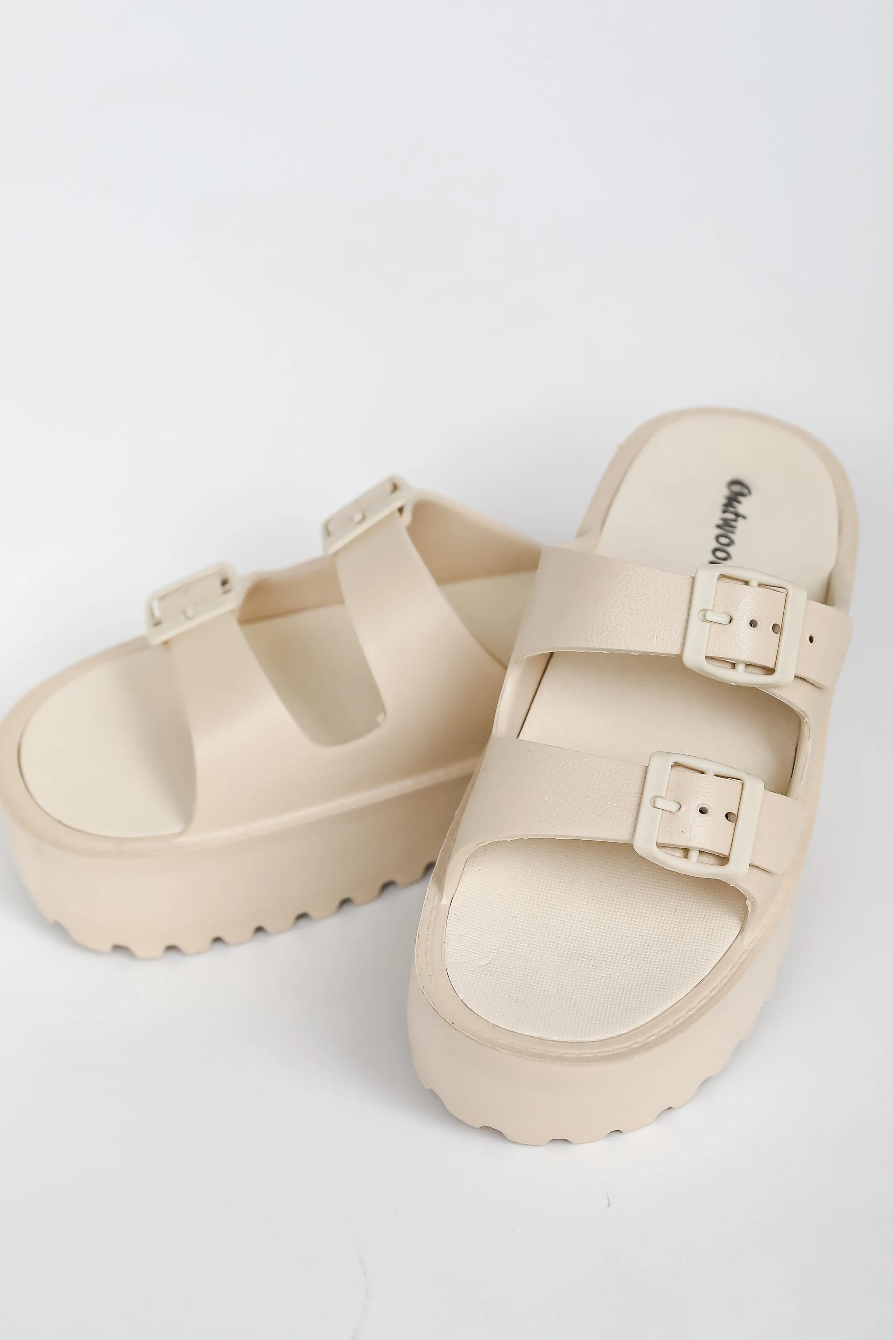 FINAL SALE - Cabana Life Nude Platform Double Strap Sandals