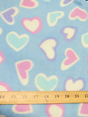 Fleece Printed Fabric / Faithful Hearts Blue / Sold By The Yard