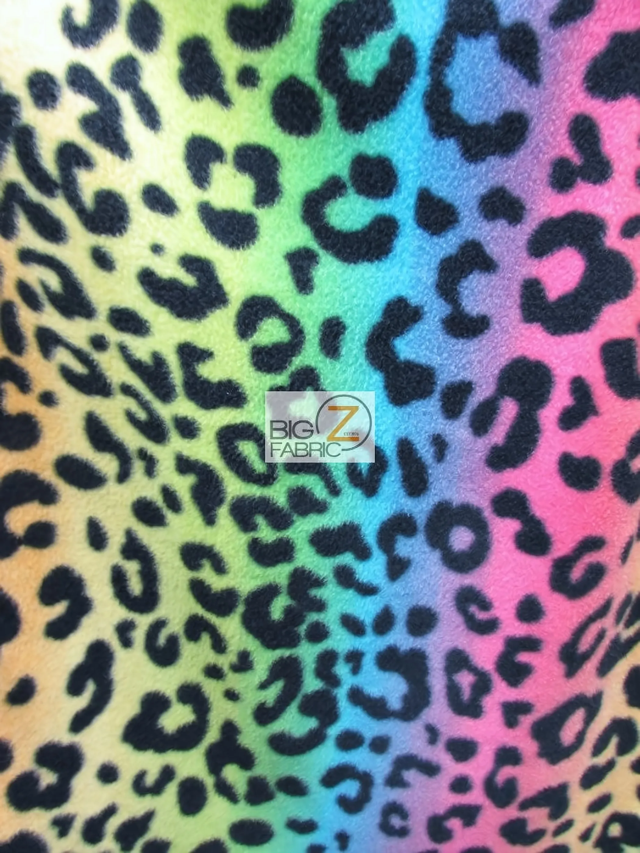 Fleece Printed Fabric / Rainbow Leopard Pattern / Sold By The Yard