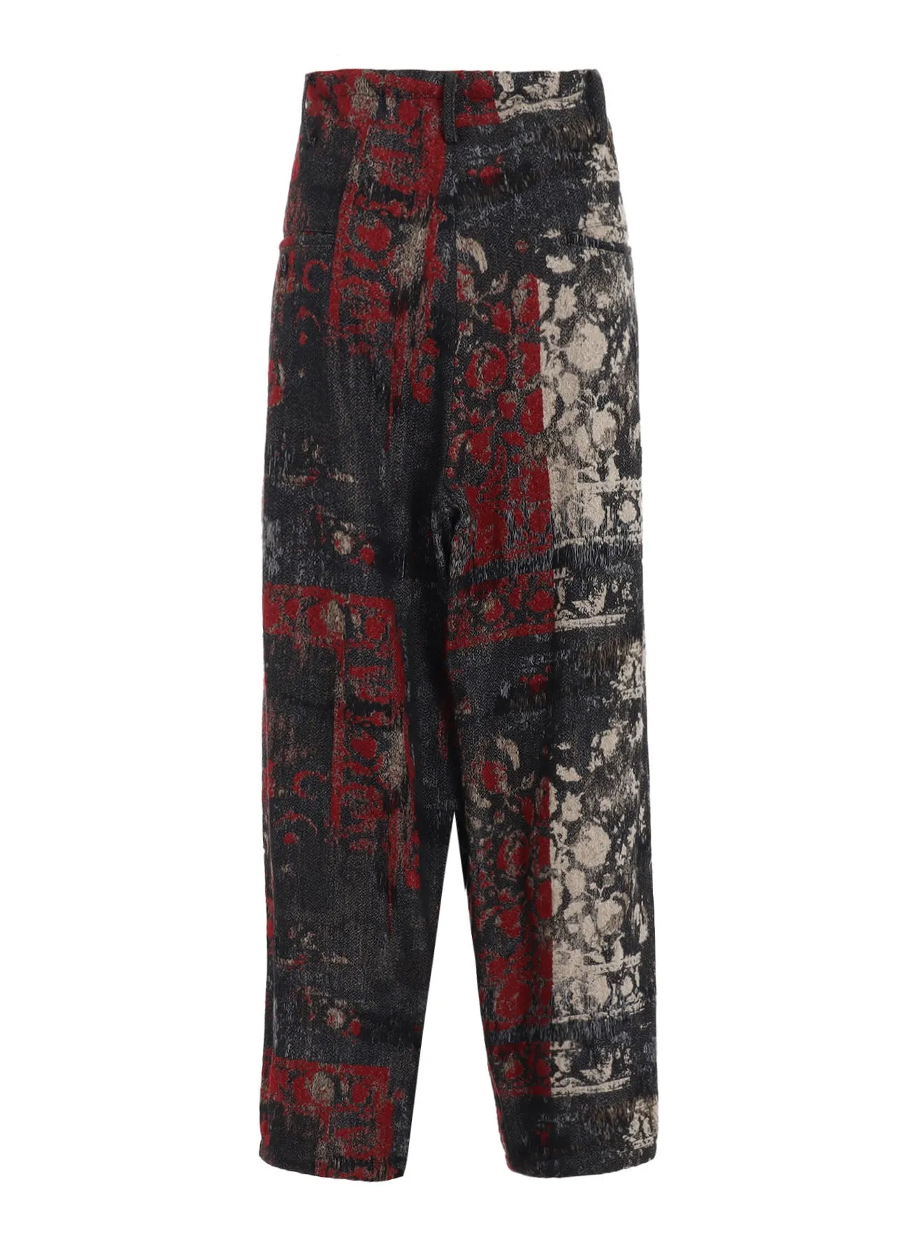 FLORAL JACQUARD DRAWSTRING WIDE PANTS