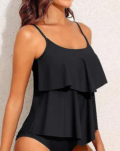 Flounce Flowy Tummy Control Tankini Top