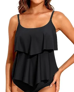 Flounce Flowy Tummy Control Tankini Top