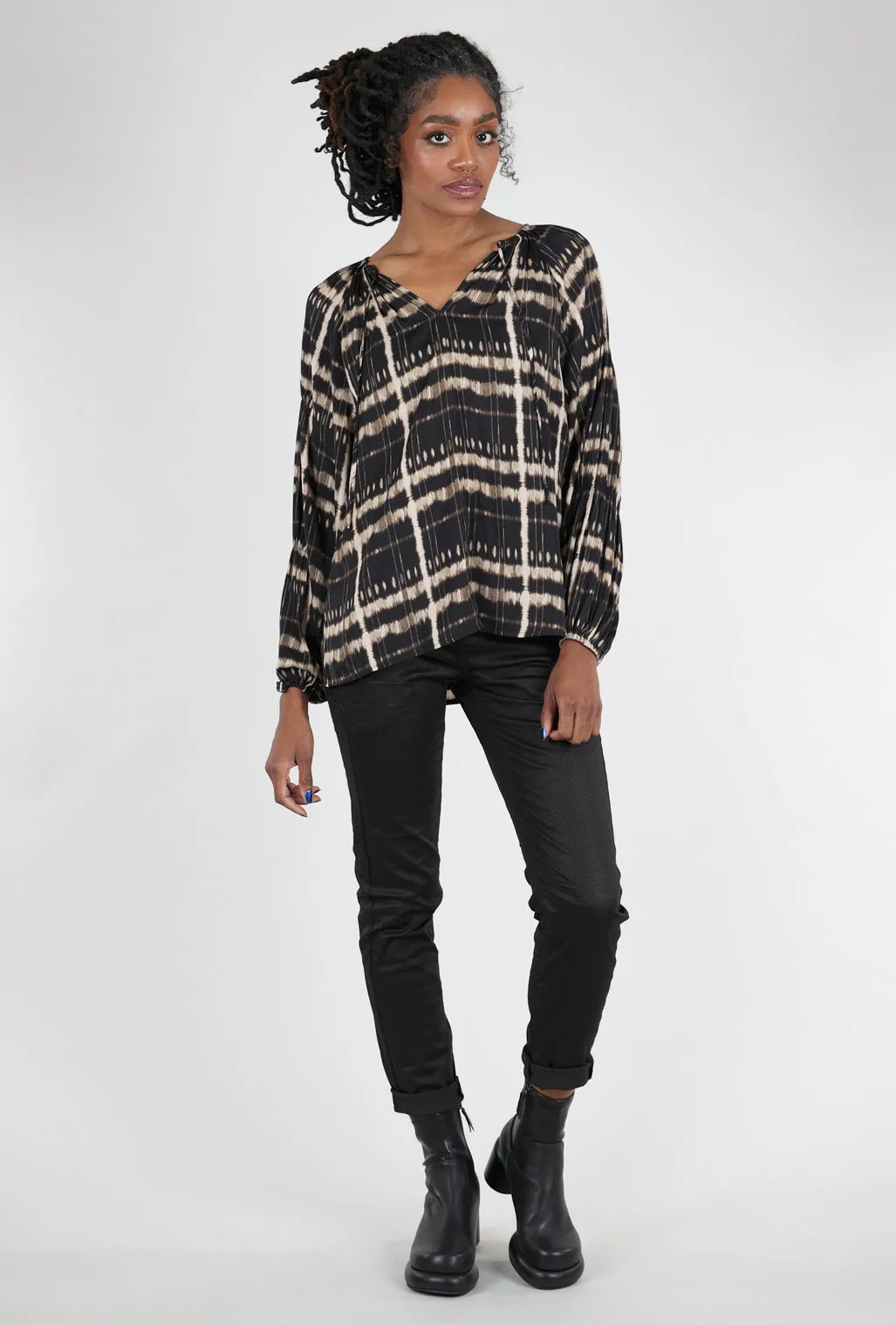 Flowy Print Blouse, Black