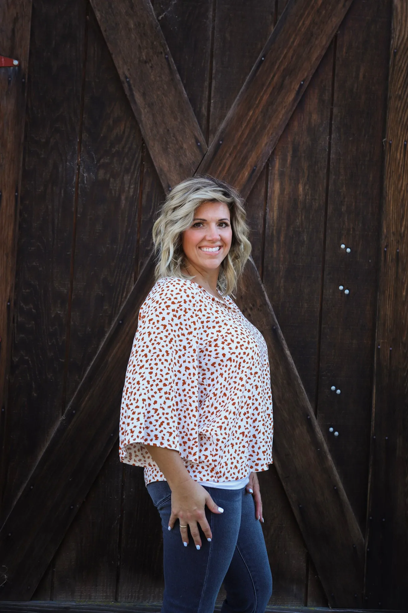 Harvest Bliss Blouse In Ivory Rust