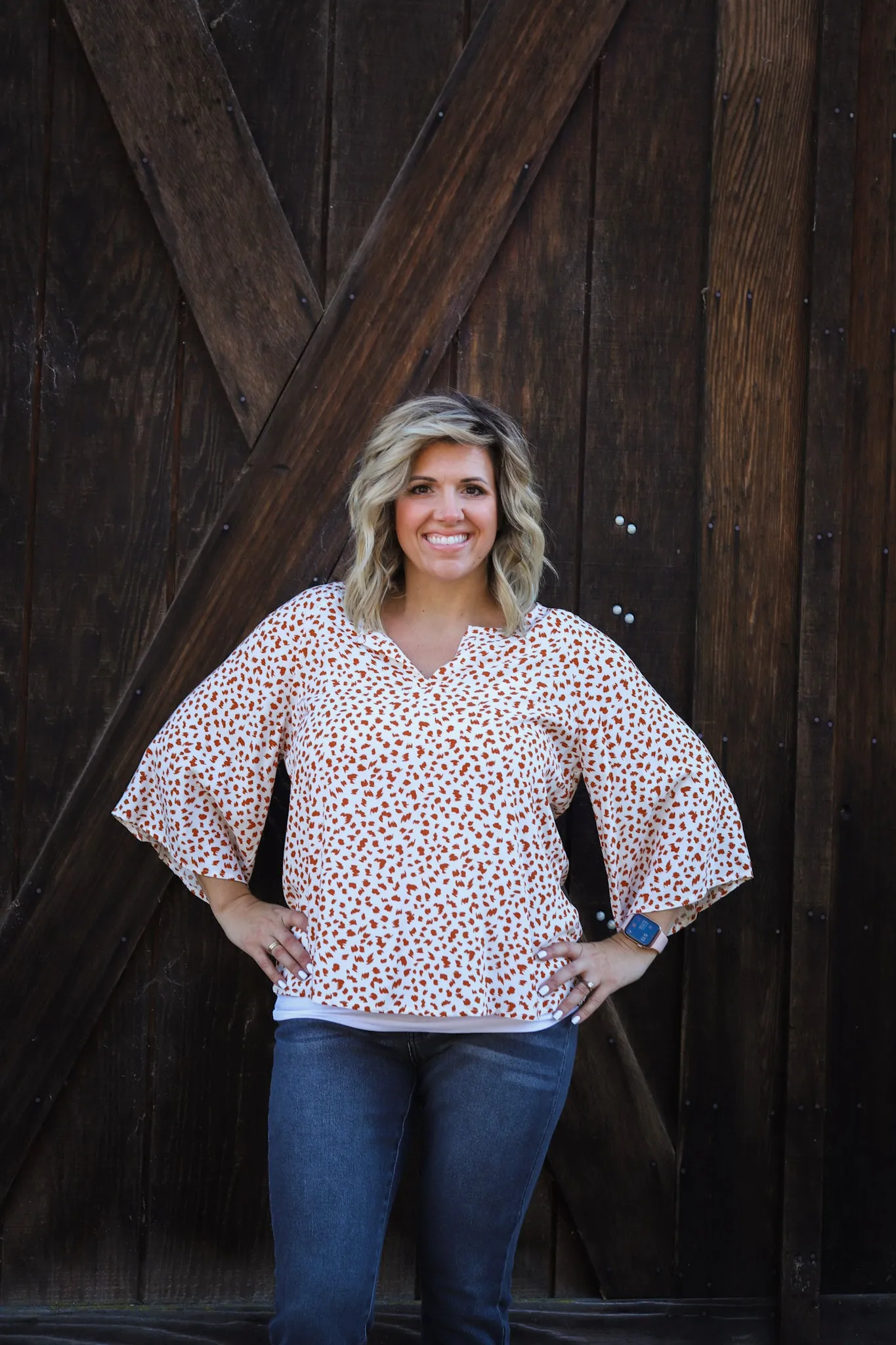 Harvest Bliss Blouse In Ivory Rust