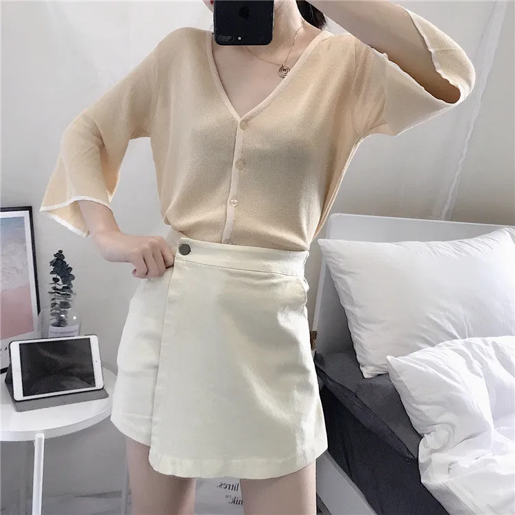 High Waist A-Line Skirt Women Hong Kong Summer Korean Trendy All-Matching Hip Flattering INS Popular Student Skirt