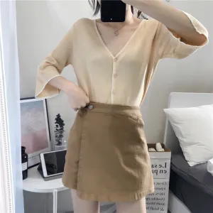 High Waist A-Line Skirt Women Hong Kong Summer Korean Trendy All-Matching Hip Flattering INS Popular Student Skirt