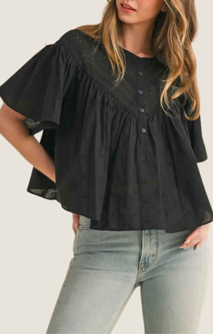 Kylie Black Flowy Blouse