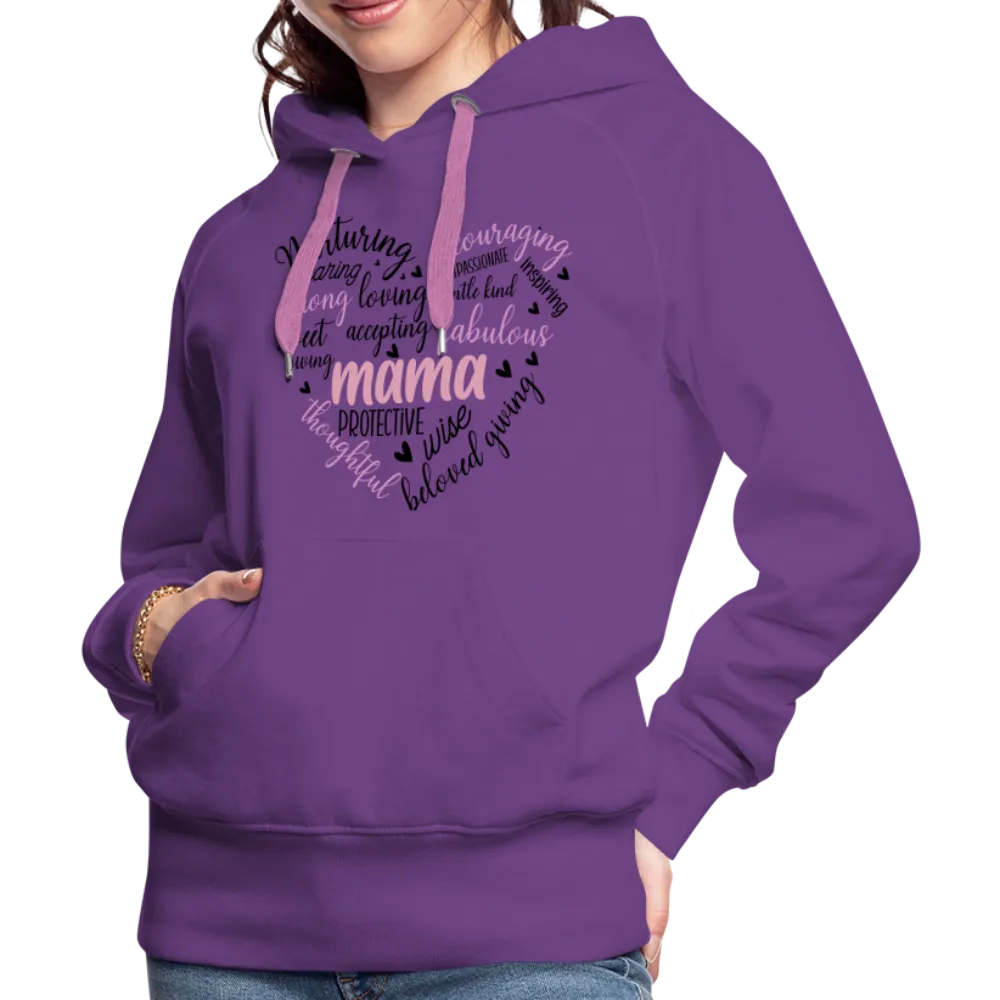 Mama Word Art Heart Women’s Premium Hoodie