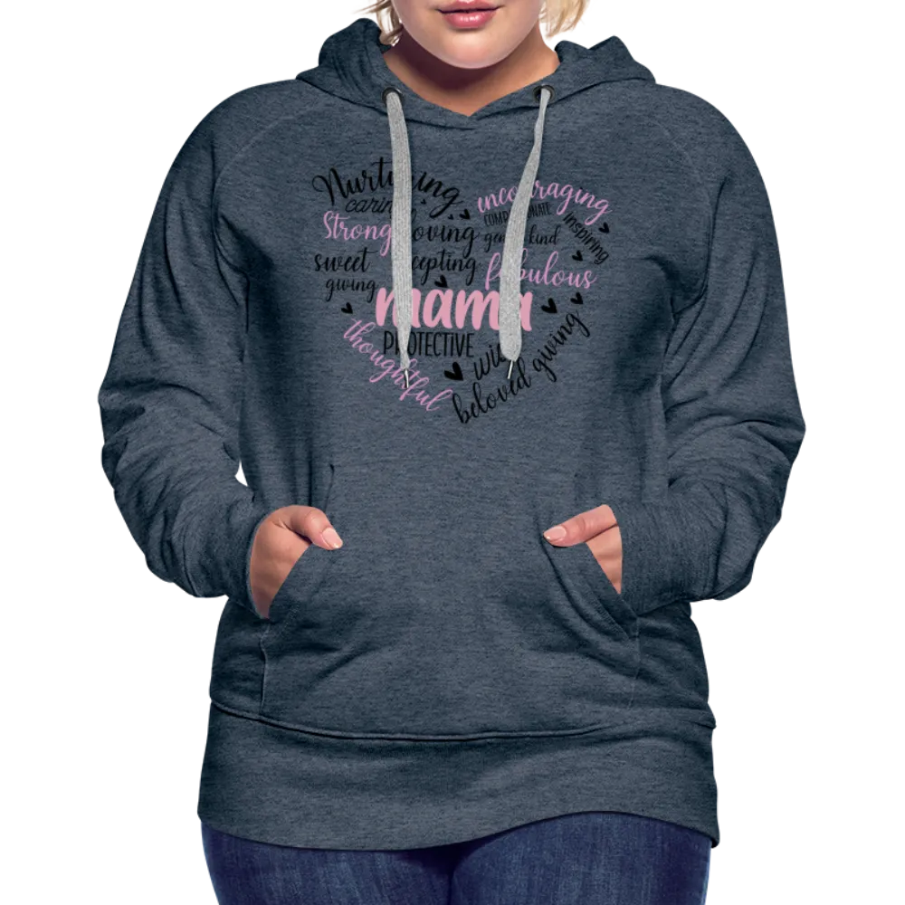 Mama Word Art Heart Women’s Premium Hoodie