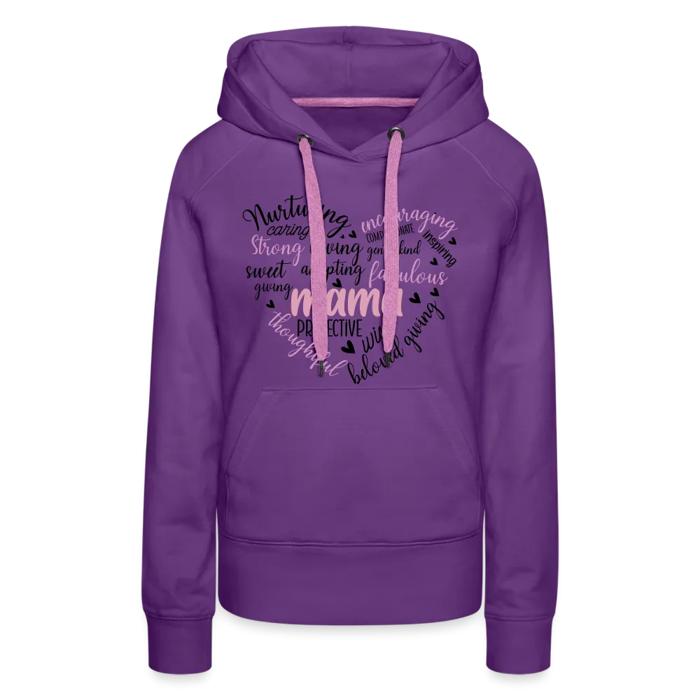 Mama Word Art Heart Women’s Premium Hoodie