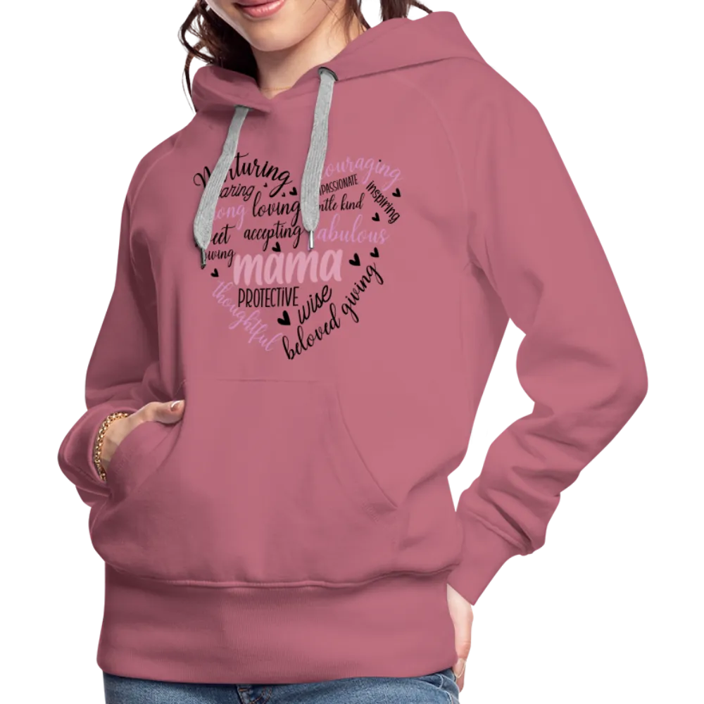 Mama Word Art Heart Women’s Premium Hoodie